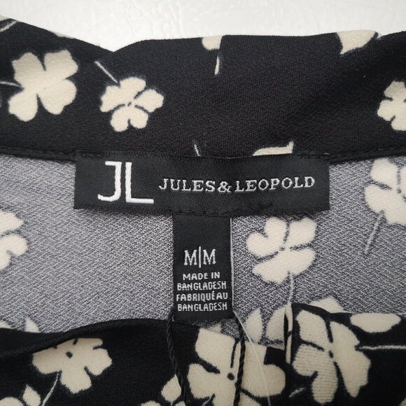NWT Jules & Leopold Ladies Size Medium Black & Cream Flower Pattern Blouse - Picture 3 of 10